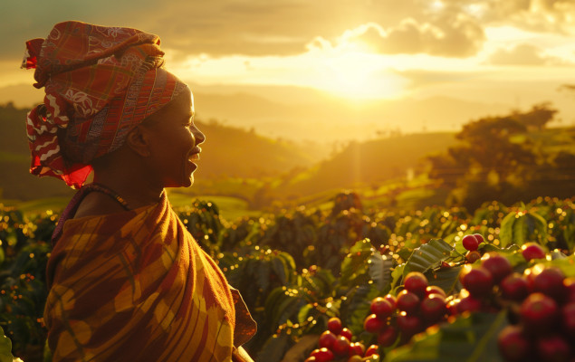 Green coffee beans from East Africa — Uganda, Ethiopia, Kenya